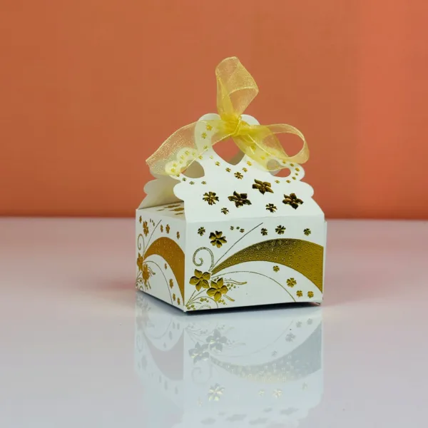 Boîtes à dragées blanc décoré or – Image 2