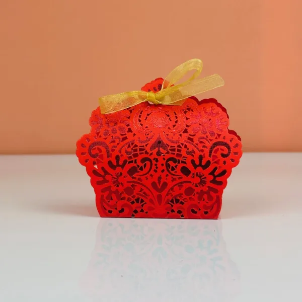 Boîtes à dragées rouge avec ruban – Image 2