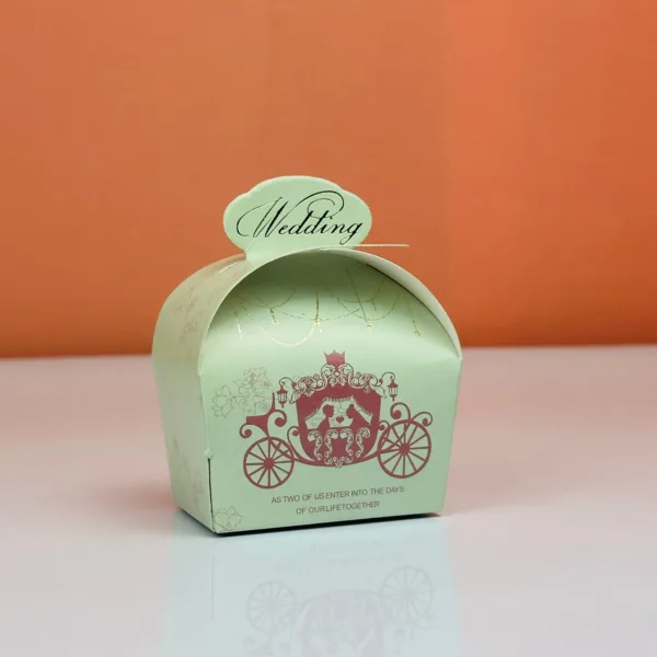 Boîtes à dragées char vert menthe thème mariage – Image 5