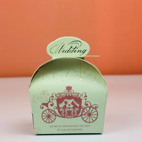 Boîtes à dragées char vert menthe thème mariage – Image 4