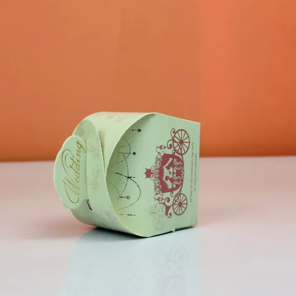 Boîtes à dragées char vert menthe thème mariage – Image 2
