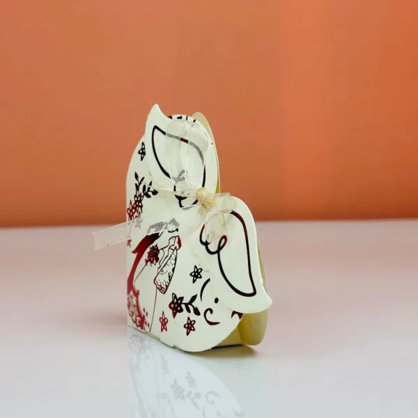 Boîtes à dragées forme cœur blanc décoré avec ficelle – Image 2