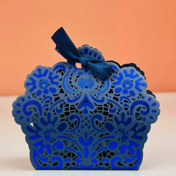 Boîtes à dragées bleu avec ruban – Image 2