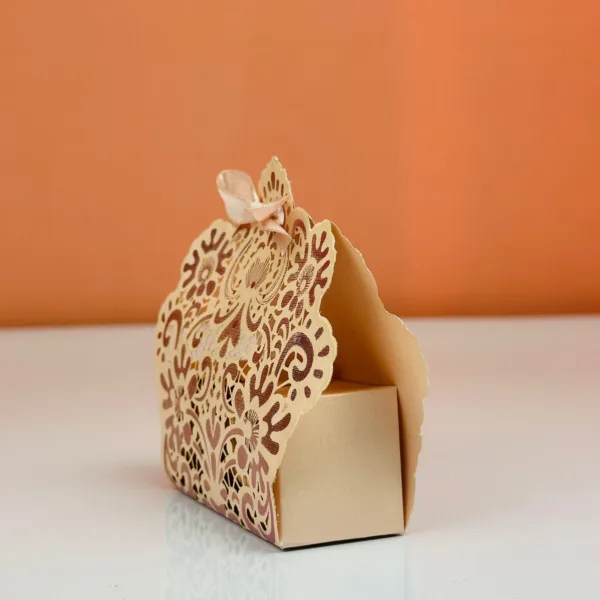 Boîtes à dragées beige avec ruban – Image 4
