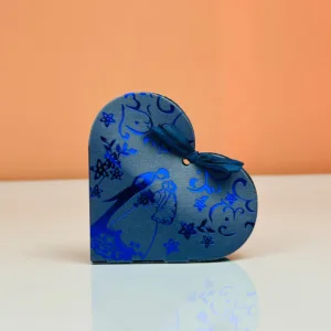 Boîtes à dragées forme cœur bleu avec ficelle