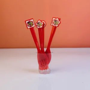 Fourchettes rouges décorées minnie