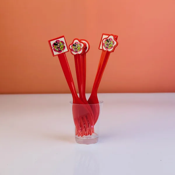 Fourchettes rouges décorées minnie