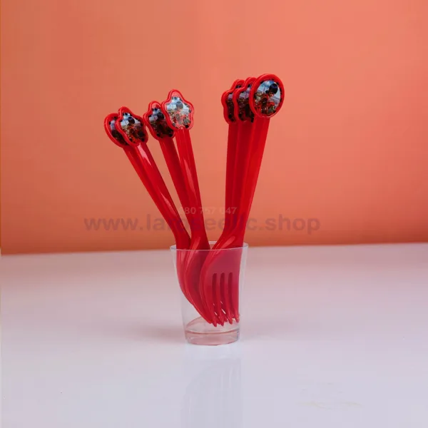 Fourchettes rouge décorées ladybug
