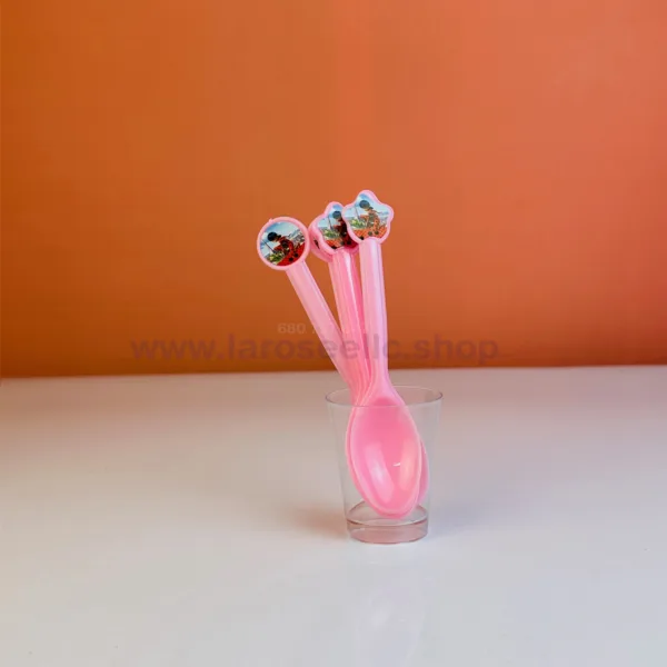 Cuillères rose décorées ladybug