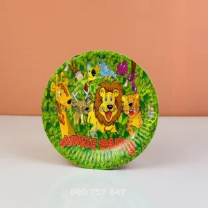 Assiettes en carton rondes jungle17cm