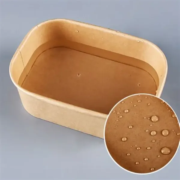 Barquettes kraft rectangulaires 1000ml avec couvercles en papier – Image 3