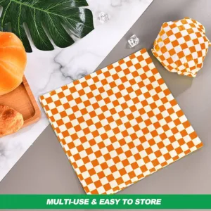 Feuilles de papier sulfurisé orange à carreaux