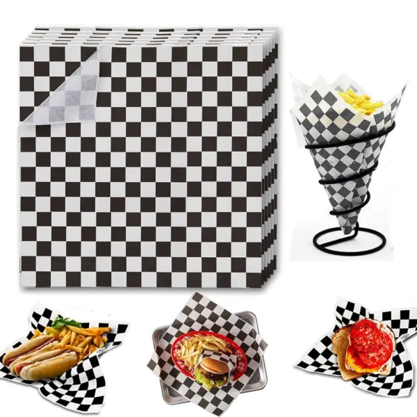 Feuilles de papier sulfurisé noir à carreaux – Image 2