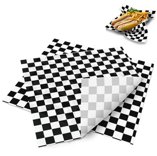 Feuilles de papier sulfurisé noir à carreaux